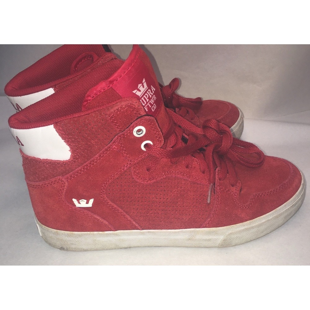 Supra Vaider Shoes Size 8 Red All Suede High Top Skate Sneakers Read Description - Picture 8 of 16